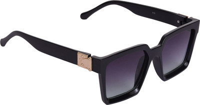 GANSTA Retro Square Sunglasses(For Men & Women, Black)