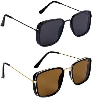 HH polarized sunglasses Rectangular, Retro Square Sunglasses(For Boys & Girls, Black, Brown)