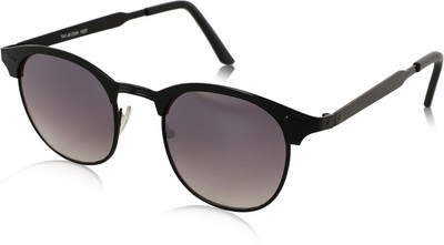 Yiweto Clubmaster, Round Sunglasses(For Men & Women, Black)