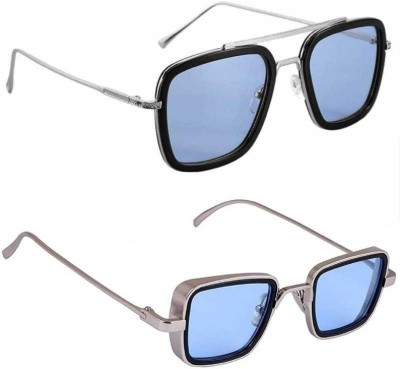 shadz Retro Square, Rectangular Sunglasses(For Men & Women, Blue)