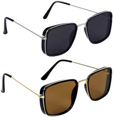 HH polarized sunglasses Rectangular, Retro Square Sunglasses(For Men & Women, Black, Brown)