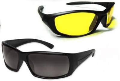 Minso Wrap-around Sunglasses(For Men & Women, Yellow)
