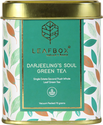 leafbox Darjeeling's Soul Green Tea | Single Estate Second Flush | Whole Leaf | Loose Leaf Tin Box | 75 Grams | Vacuum Packed Green Tea Tin(75 g)
