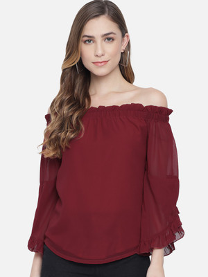 ALL WAYS YOU Casual Solid Women Red Top