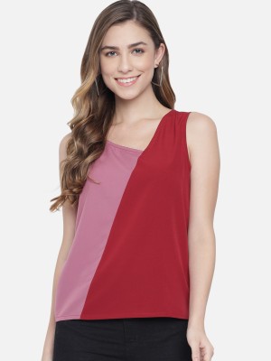 ALL WAYS YOU Casual Color Block Women Red, Pink Top