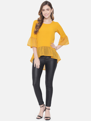 ALL WAYS YOU Casual Solid Women Yellow Top