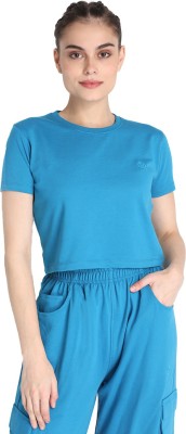 CHKOKKO Casual Solid Women Blue Top