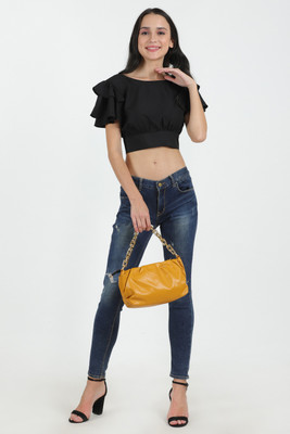 PRETTY LOVING THING Casual Solid Women Black Top