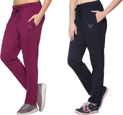 CUPID Solid Women Purple, Dark Blue Track Pants