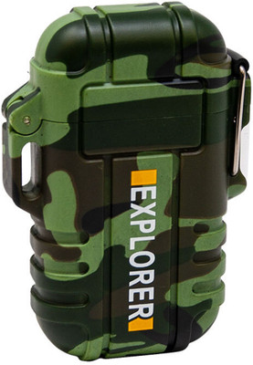 WRADER UPGRADED VERSION WATERPROOF Flameless Electric Lighter Dual Arc Plasma Beam Lighter USB Rechargeable Lighter Windproof Portable Lighter No Butane Ideal Cigarette Lighter for Camping Hiking Travelling and Indoor Outdoor Activities EXP_07 Cigarette Lighter(Military Green)