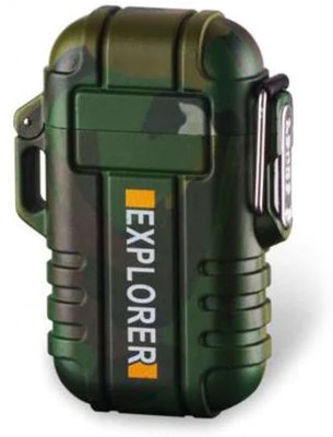 WRADER Flameless Electric Lighter Dual Arc Waterproof Plasma Beam Lighter USB Rechargeable Lighter Windproof Portable Lighter No Butane Ideal Cigarette Lighter EXP_10 Cigarette Lighter(Military Green)