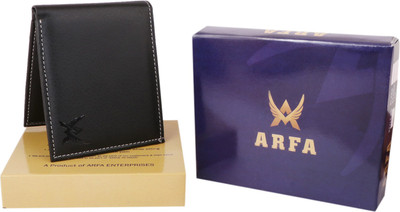 ARFA Men Trendy Black Artificial Leather Wallet(8 Card Slots)