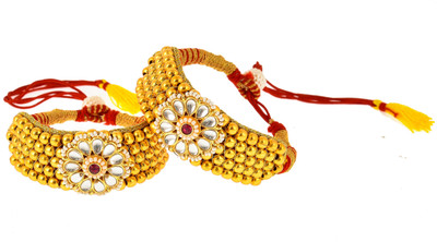 YUVI CREATIONS Brass Gold-plated Armlet Set(Pack of 2)