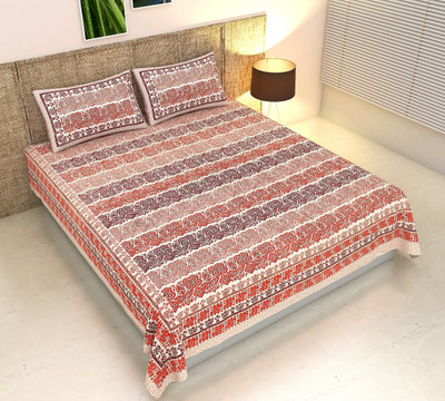 kashyap creation 280 TC Cotton King Printed Flat Bedsheet(Pack of 1, Multicolor)