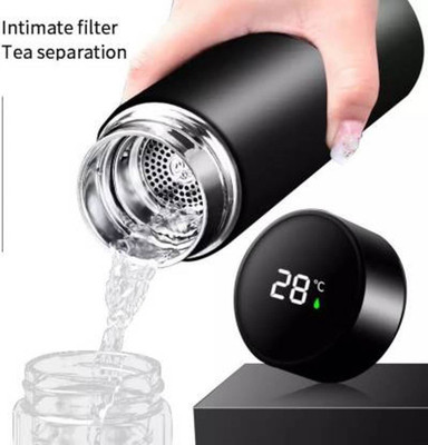 Desithat LED Indicator Display Hot & Cool Double Wall Temperature Water Bottle 17 500 ml Flask(Pack of 1, Black, Aluminium)