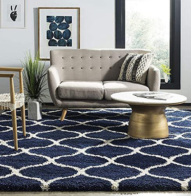 RM Handloom Blue Polyester Carpet(7 ft,  X 5 ft, Rectangle)