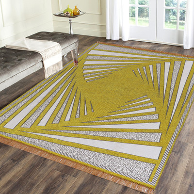 Linen Basics Yellow Chenille Carpet(5 ft,  X 7 ft, Rectangle)