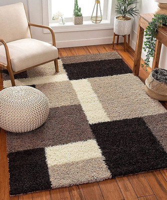 SR Handloom Brown, Beige Polyester Carpet(6 ft,  X 2 ft, Rectangle)