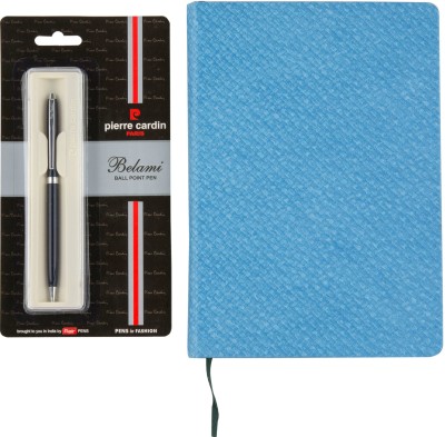 Concept Raphia Diary with Pierre Cardin Pen A5 Gift Set Ruled 336 Pages(Light Blue)