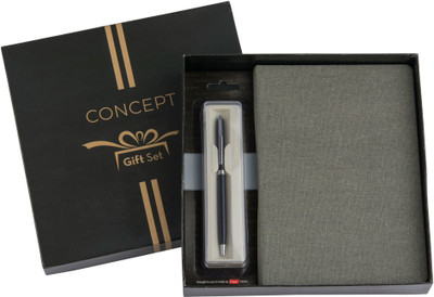 Concept Canvas Diary with Pierre Cardin Pen A5 Gift Set Ruled 336 Pages(Grey)