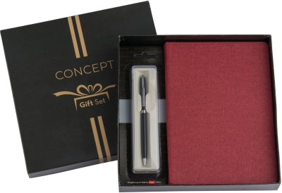 Concept Canvas Diary with Pierre Cardin Pen A5 Gift Set Ruled 336 Pages(Burgundy)