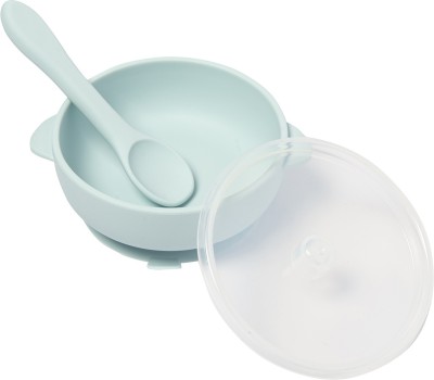 Baby Moo Silicone Suction Bowl with Lid and Spoon Set Non-Slip Learning...