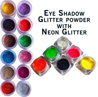 vizo Sparkling High Quality Neon Glitter with Shimmer Eyeshadow 18 g(Multicolor)
