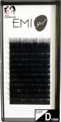 Gleevia Synthetic Black Faux Mink Eyelashes Extension, 0.07 Thikness, Stylish D Curl, 14mm Long with Classic Stable Curl and Thickness Standard Quality (12Row Permanent Eyelash Extension)(Pack of 1)