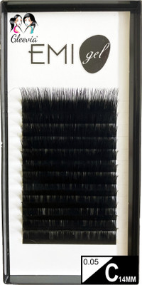 Gleevia Synthetic Black Faux Mink Eyelashes Extension, 0.05 Thikness, Stylish C Curl, 14mm Long with Classic Stable Curl and Thickness Standard Quality (12Row Permanent Eyelash Extension)(Pack of 1)