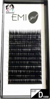 Gleevia Synthetic Black Faux Mink Eyelashes Extension, 0.07 Thikness, Stylish D Curl, 10mm Long with Classic Stable Curl and Thickness Standard Quality (12Row Permanent Eyelash Extension)(Pack of 1)