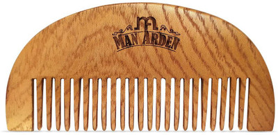 Man Arden Pure Neem Wooden Pocket Size Beard Comb with Premium Faux Leather Pouch