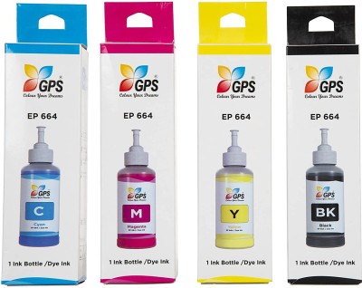 GPS Colour Your Dreams 664 Ink Cartridge for epson T664 Bottles for L 380 , L1300,L310,L361,,L405,L565,L365,L485,L220,L360, l130 Color Printer (4pcs -Color) Black + Tri Color Combo Pack Ink Bottle