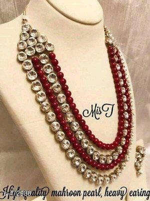 CATALYST Brass Gold-plated Maroon Jewellery Set(Pack of 1)