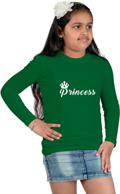 CHOMBOOKA Boys & Girls Typography Cotton Blend Regular T Shirt(Green, Pack of 1)