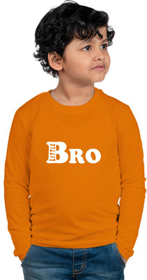 CHOMBOOKA Boys Typography Cotton Blend Regular T Shirt(Yellow, Pack of 1)