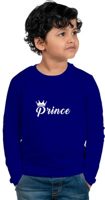CHOMBOOKA Boys Typography Cotton Blend Regular T Shirt(Blue, Pack of 1)