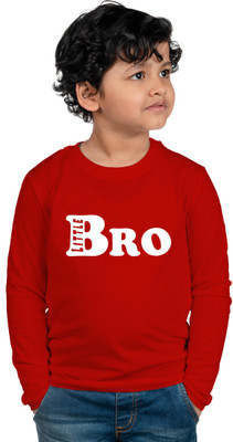 CHOMBOOKA Boys Typography Cotton Blend Regular T Shirt(Red, Pack of 1)