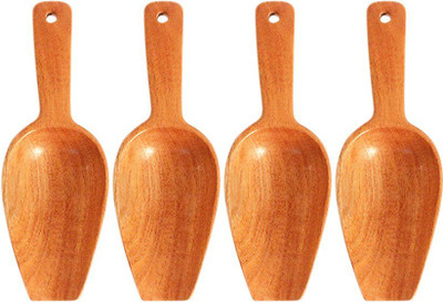 The Indus Valley Neem Wood Scoop Spoon for Measuring Flour/Grains/Rice/Sugar – Set of 4 Kitchen Scoop