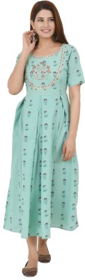 Rajpari creations Women Embroidered Anarkali Kurta(Green)