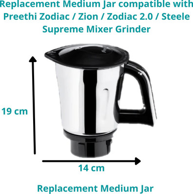 Touch N Feel Replacement Medium Jar compatible with Preethi Zodiac / Zion / Zodiac 2.0 / Steele Supreme Mixer Grinder Mixer Juicer Jar(800 ml)