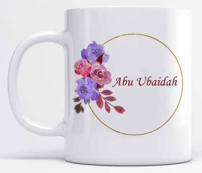 LOROFY Name Abu Ubaidah Printed Floral Design Ceramic Coffee Mug(350 ml)