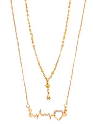 BOGHRA SALES Cubic Zirconia Gold-plated Plated Brass, Alloy Chain Set