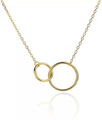 Vembley Stunning Gold Plated Single Layered Double Circle Ring Pendant Necklace Gold-plated Plated Alloy Layered