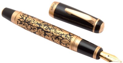Ledos Vsign Proton Flora Gold Edition Fountain Pen Engraved Golden Flower Design Barrel Broad Nib Fountain Pen(Blue)