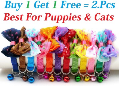 THE DDS STORE Dog Cat Pet Bowknot Cute Bow Tie Bell Adjustable Puppy Kitten Necktie Collar ( Buy 1 Get 1 Free ) Color May Vary Dog & Cat Everyday Collar(Small, Bow Collar Buy 1 Get 1 Free)