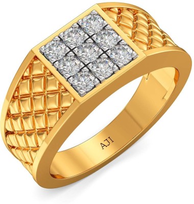 Joyalukkas Criss-Cross Heavy Motif Mens Diamond 18kt Yellow Gold ring