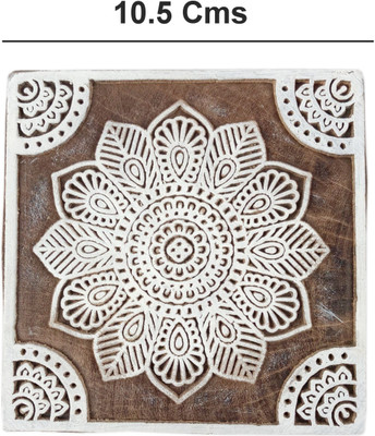 Global Art Traders Beautiful Mandala Design Wood Textile Printing Block – Traditional Square Shape Wooden Fabric Printing Stamp - Textile Printing/Pottery Craft/Border/Canvas Painting Block Printing Blocks(Pack of 1)