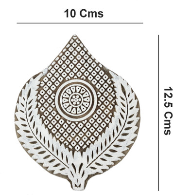 Global Art Traders Wooden Carved Unique Shape Fabric Printing Stamp – Indian Traditional Wood Textile Printing Block – Wood Handcrafted Tattoo Printing Stamp – Cloth, Saree Block Printing Printing Blocks(Pack of 1)