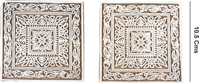 Global Art Traders New Wood made Fabric Printing Stamp (2pcs) – Beautiful Square Shape Canvas, Saree Print Stamp – Textile Print Block – Handmade Block Print - Wood Engraved Block Printing Printing Blocks(Pack of 2)