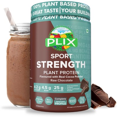 Plix Strength Vegan, Antioxidants, Digestive Enzymes, 25 Grams (30 Servings) Plant-Based Protein(1 kg, Chocolate)